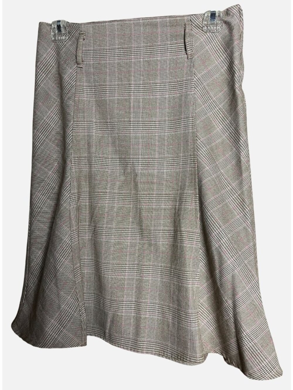 80s 90s Minimalist Y2k Plaid Midi Skirt Beige Preppy Academia Fall Layering Wm S